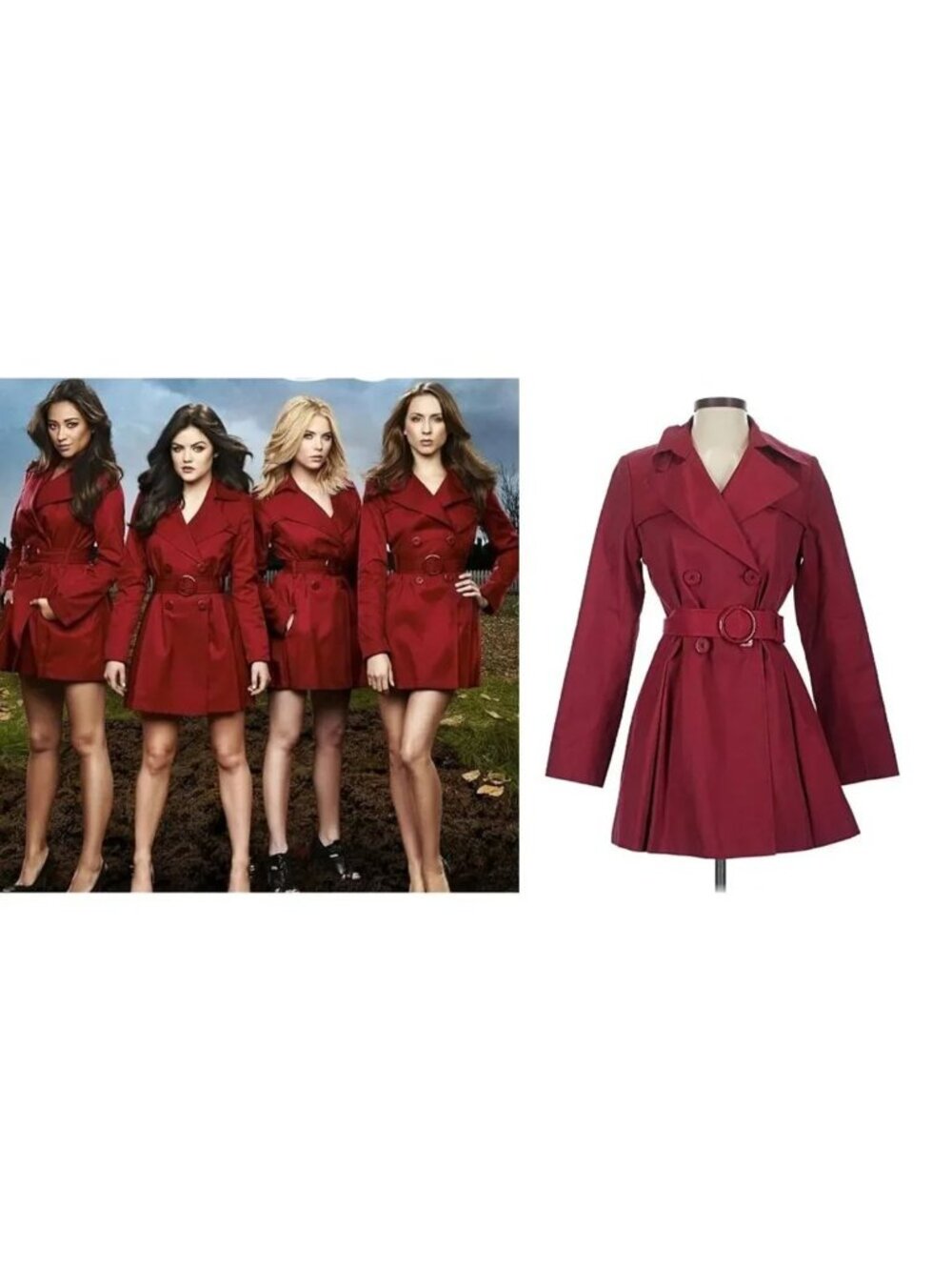ASO PRETTY LITTLE LIARS Iconic Double Breasted Trench Coat RARE EUC